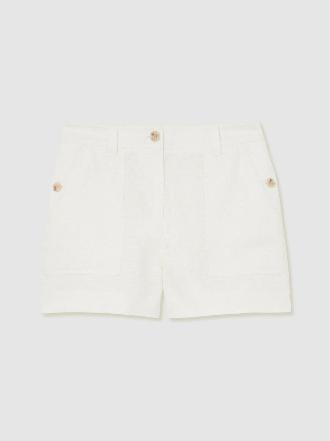 Women Linen Shorts in White