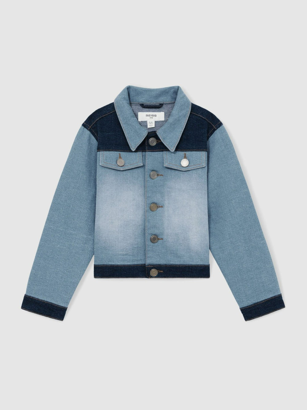Children & Baby 9-13 yrs Patchwork Two-Tone Denim Jacket in Blue