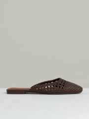 Women Woven Slip-On Mules in Chocolate