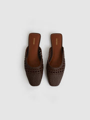 Women Woven Slip-On Mules in Chocolate