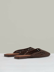 Women Woven Slip-On Mules in Chocolate