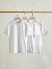 Children & Baby Cotton Crew-Neck T-Shirts 3 Pack in White