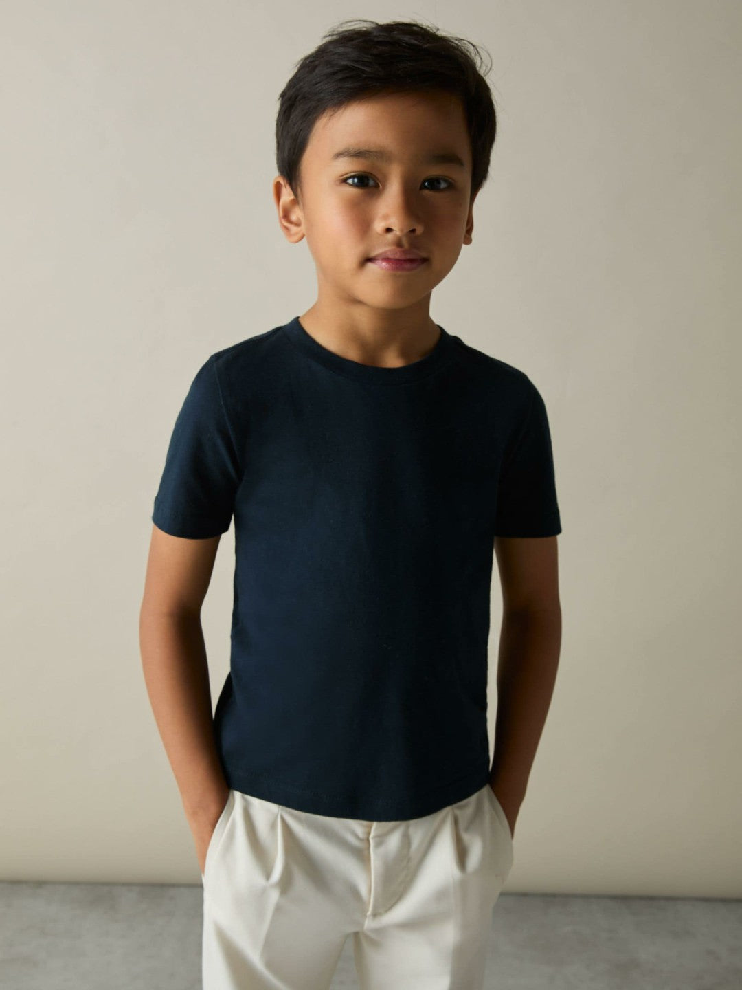 Children & Baby 3-9 yrs Cotton Crew-Neck T-Shirts 3 Pack in White/Navy/Soft Grey