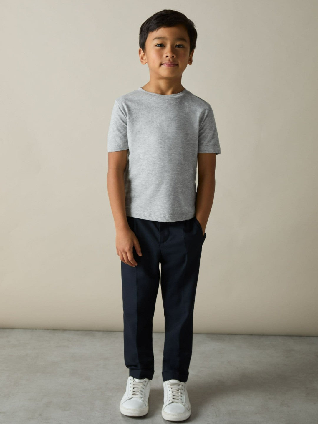 Children & Baby 3-9 yrs Cotton Crew-Neck T-Shirts 3 Pack in White/Navy/Soft Grey
