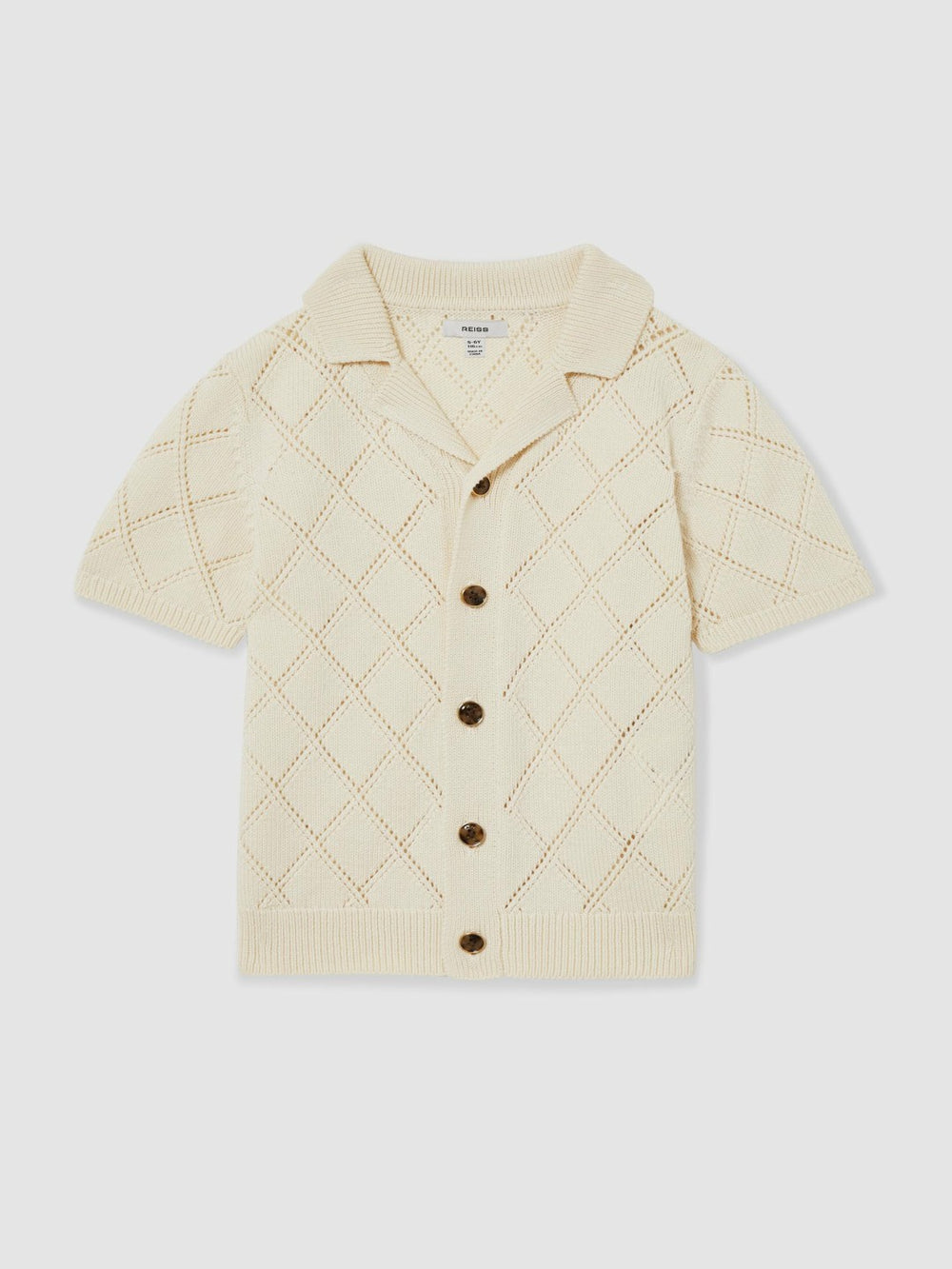 Children & Baby 3-9 yrs Cotton Blend Diamond Knit Shirt in Off White