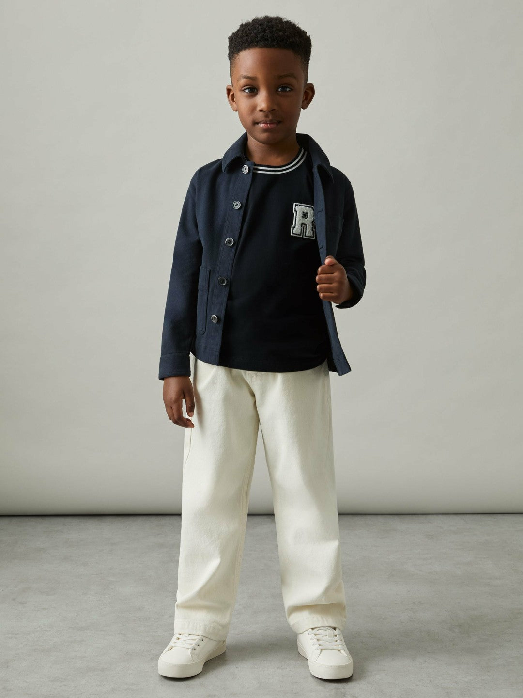 Children & Baby 3-9 yrs Cotton Letter Patch T-Shirt in Navy
