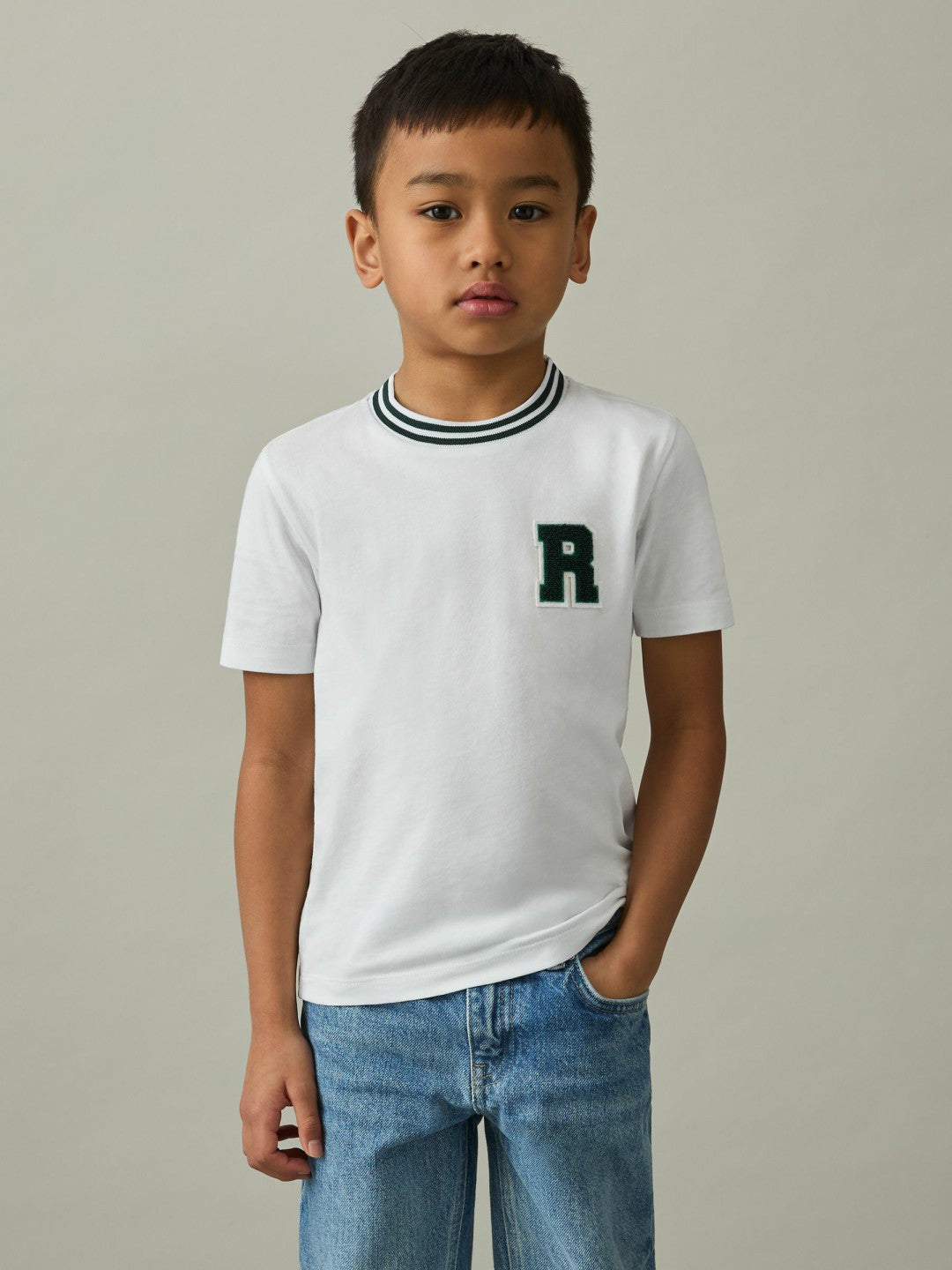 Children & Baby 9-13 yrs Cotton Letter Patch T-Shirt in White