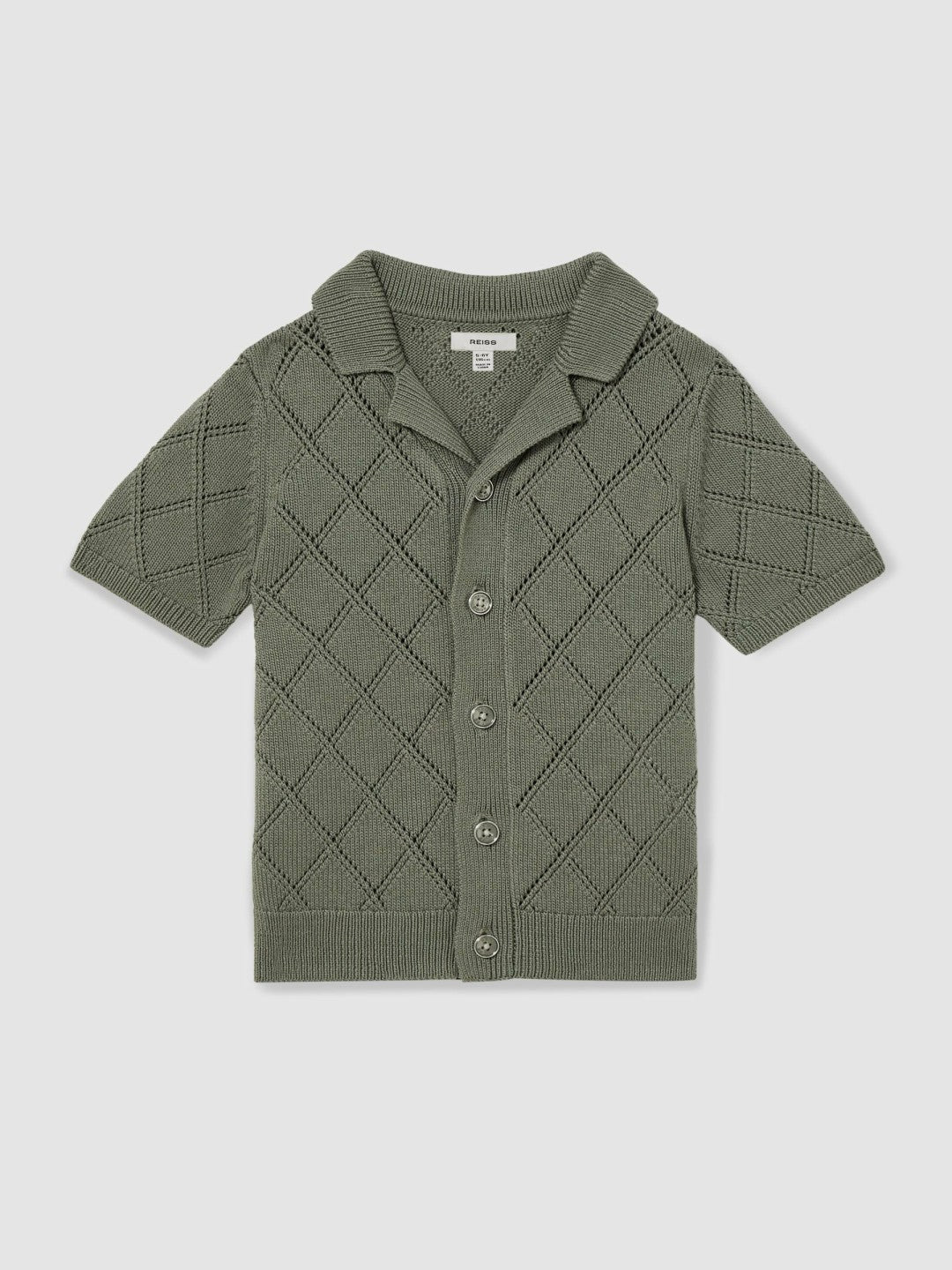 Children & Baby 9-13 yrs Cotton Blend Diamond Knit Shirt in Dark Sage