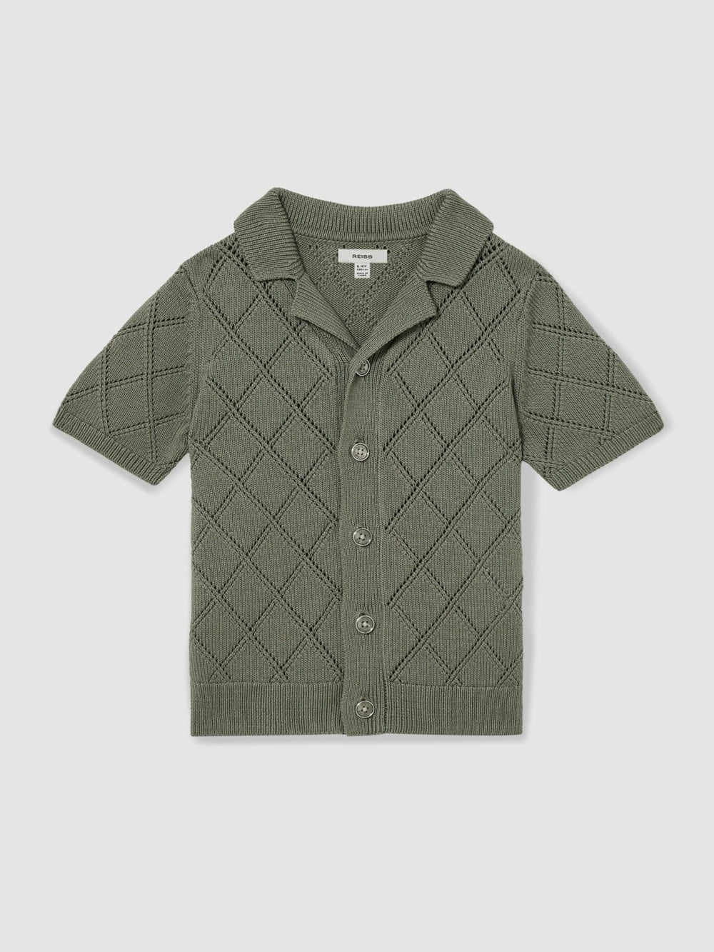 Children & Baby 3-9 yrs Cotton Blend Diamond Knit Shirt in Dark Sage