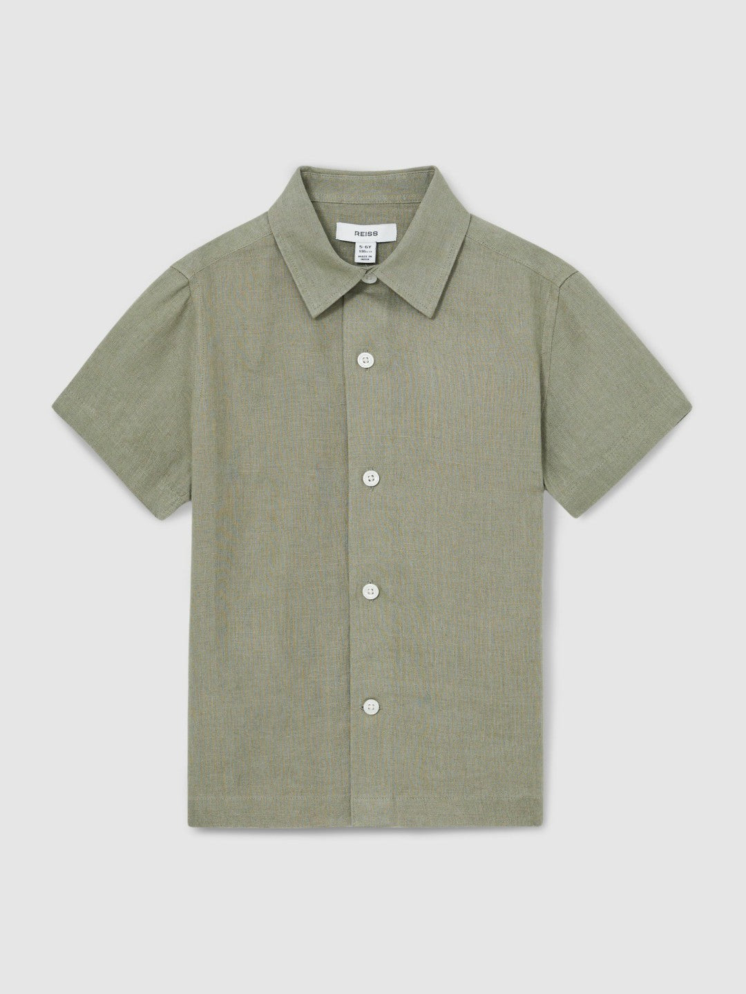 Children & Baby 3-9 yrs Short Sleeve Linen Shirt in Thyme Green