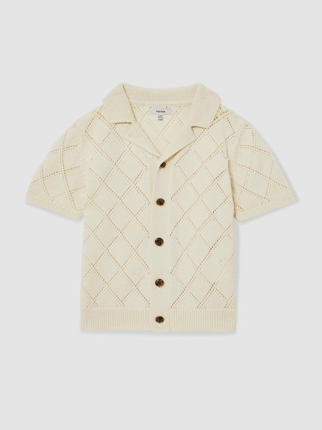 Children & Baby 9-13 yrs Cotton Blend Diamond Knit Shirt in Off White