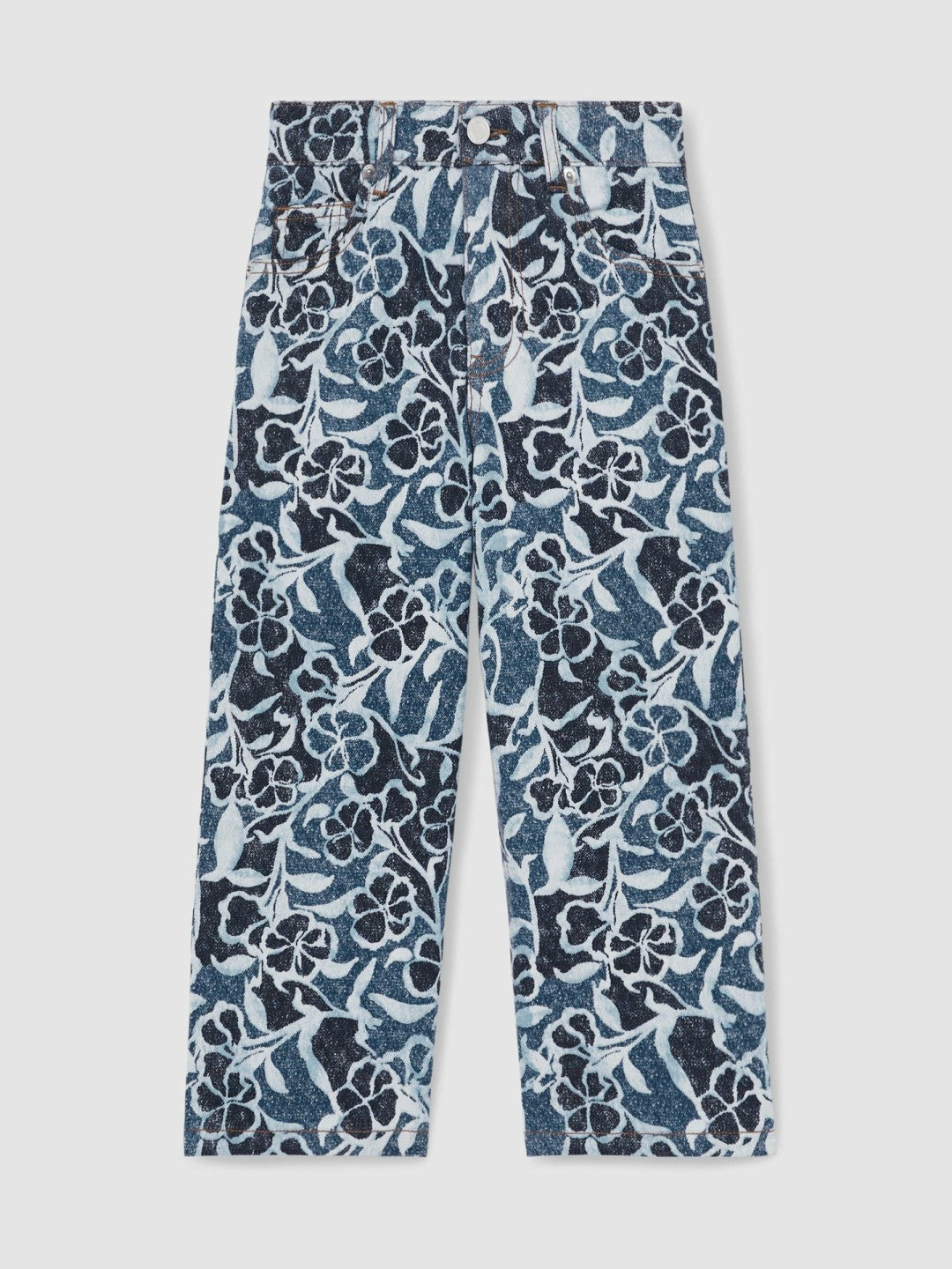Children & Baby 9-13 yrs Floral-Print Straight-Leg Jeans in Blue