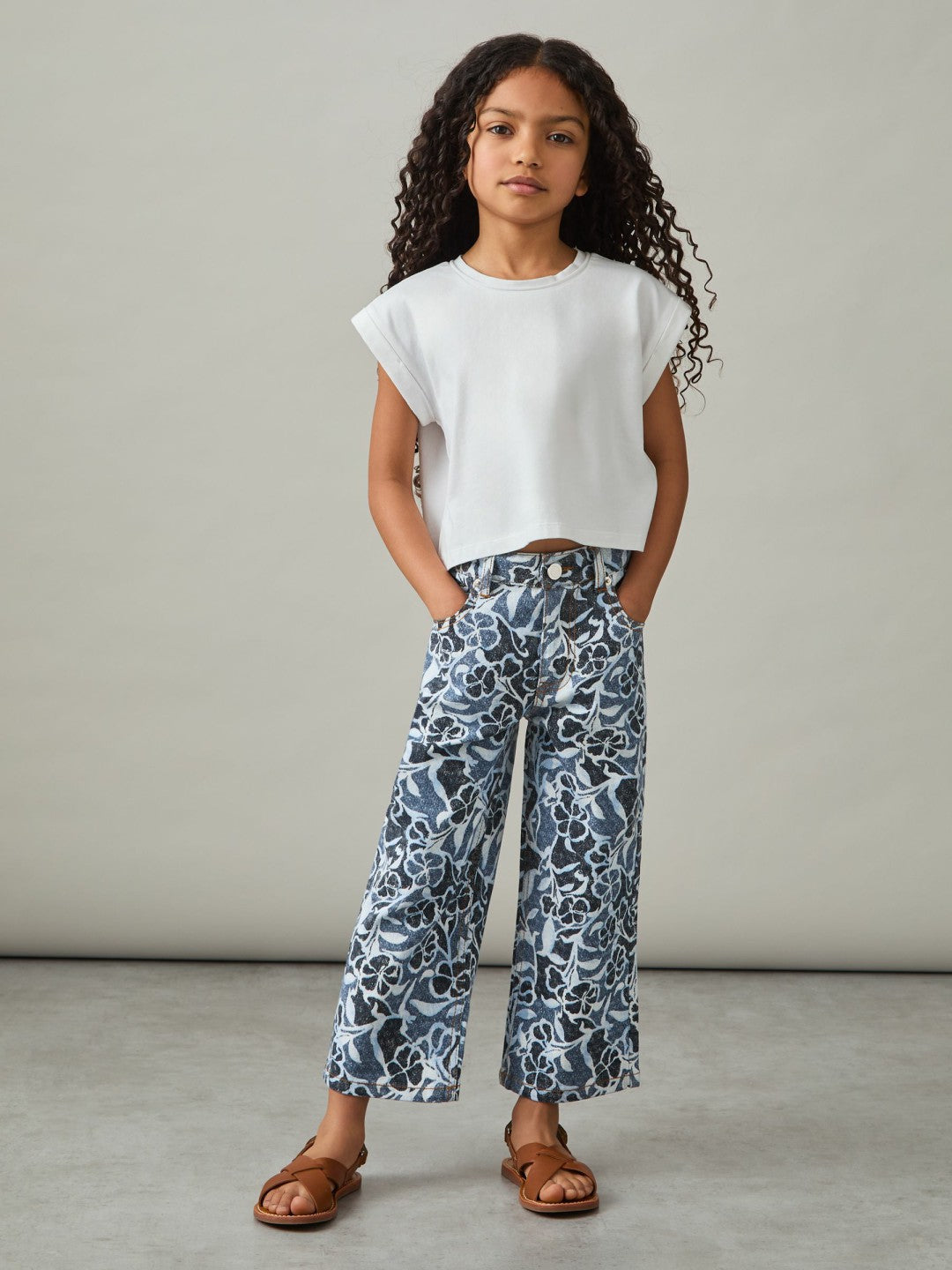Children & Baby 9-13 yrs Floral-Print Straight-Leg Jeans in Blue