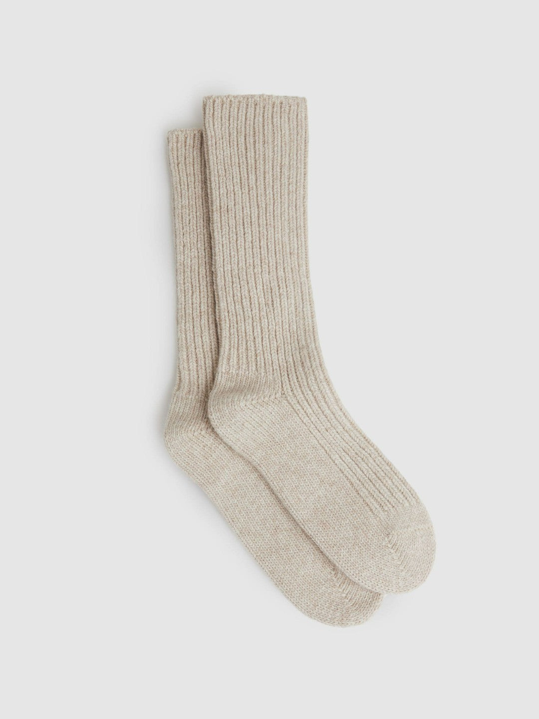Women Rib-Knit Socks With Cashmere in Oatmeal