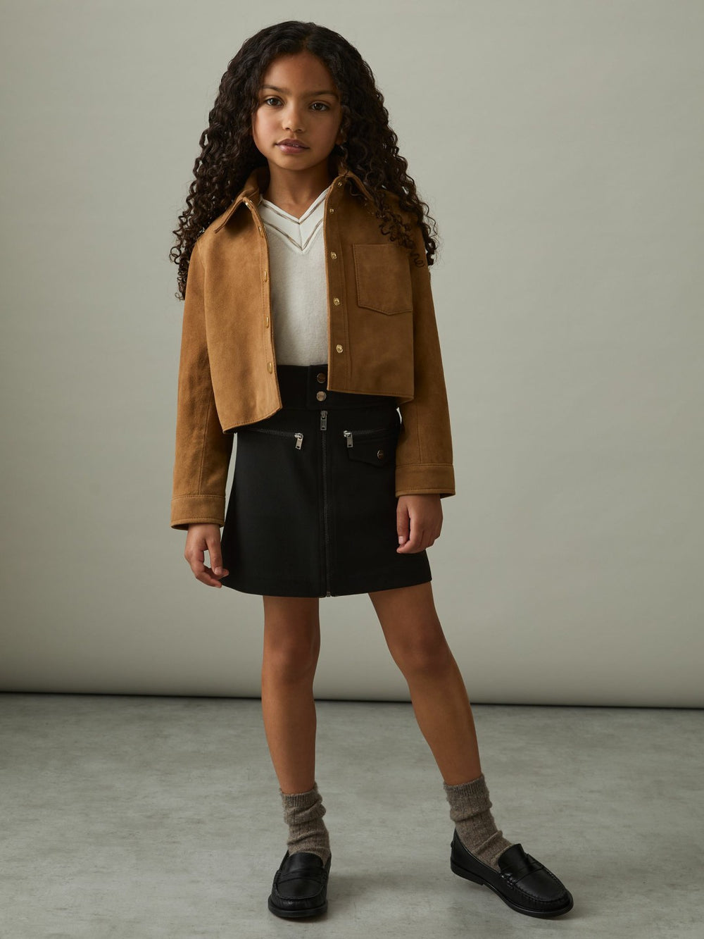 Children & Baby 4-9 yrs Piqué Zip-Detail Mini Skirt in Black