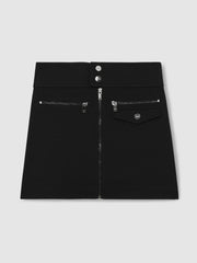 Children & Baby 9-13 yrs Piqué Zip-Detail Mini Skirt in Black