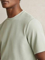 Men Textured Crew-Neck T-Shirt in Sage Green