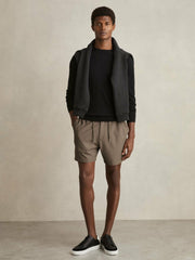Men Textured Drawstring Shorts in Mocha Brown