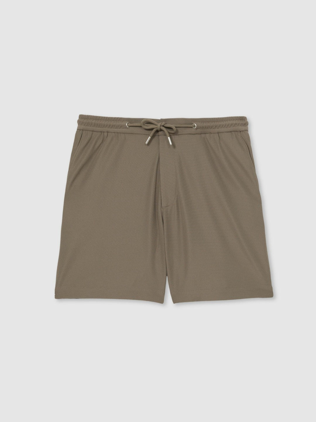 Men Textured Drawstring Shorts in Mocha Brown