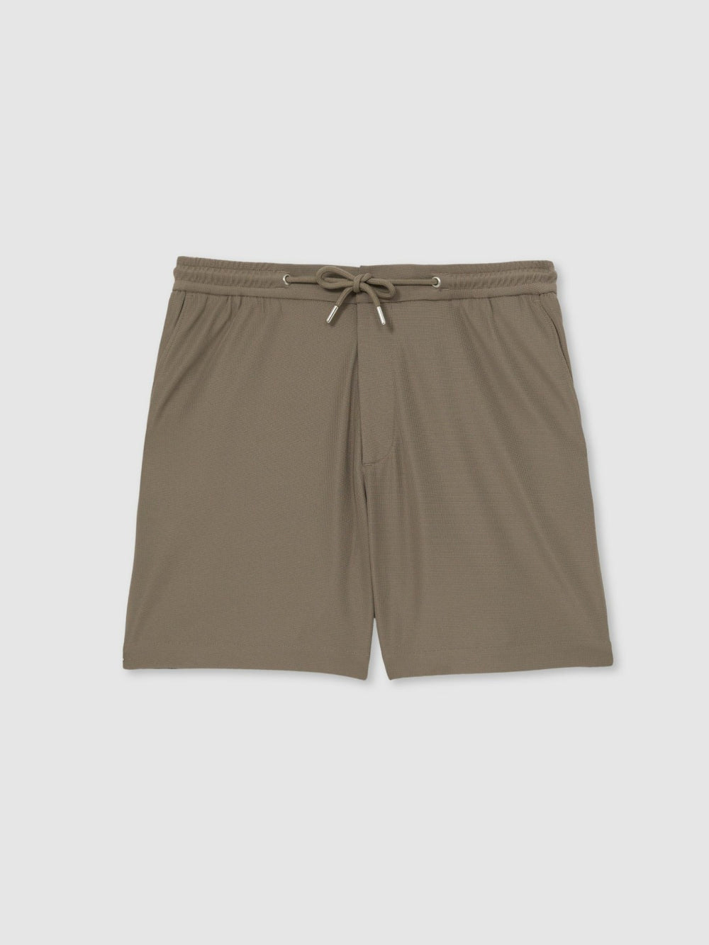 Men Textured Drawstring Shorts in Mocha Brown