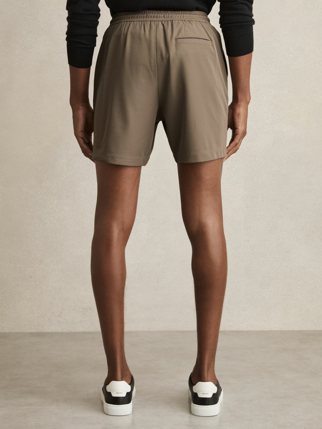 Men Textured Drawstring Shorts in Mocha Brown