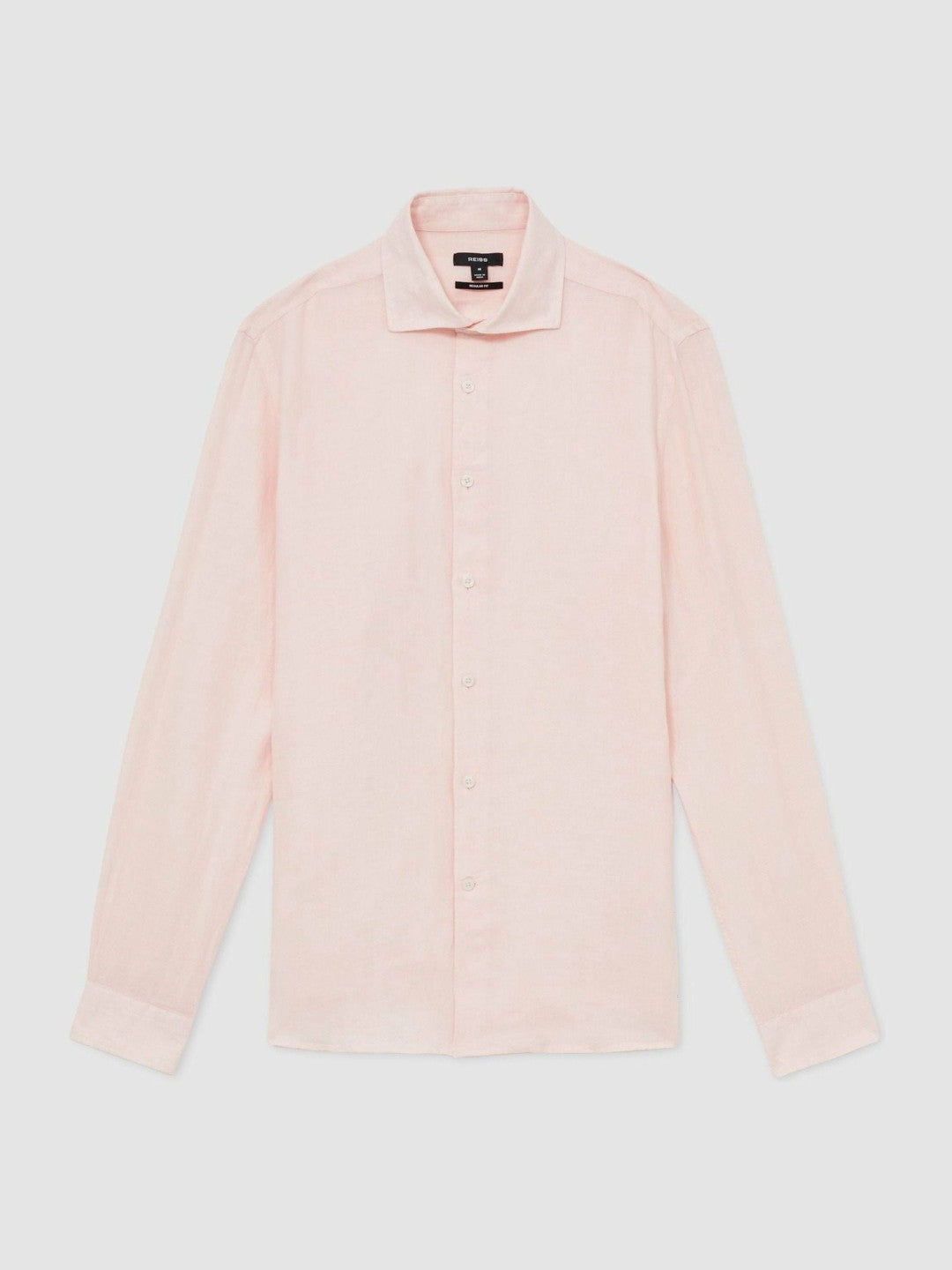 Men Linen Button-Through Shirt in Prep Pink