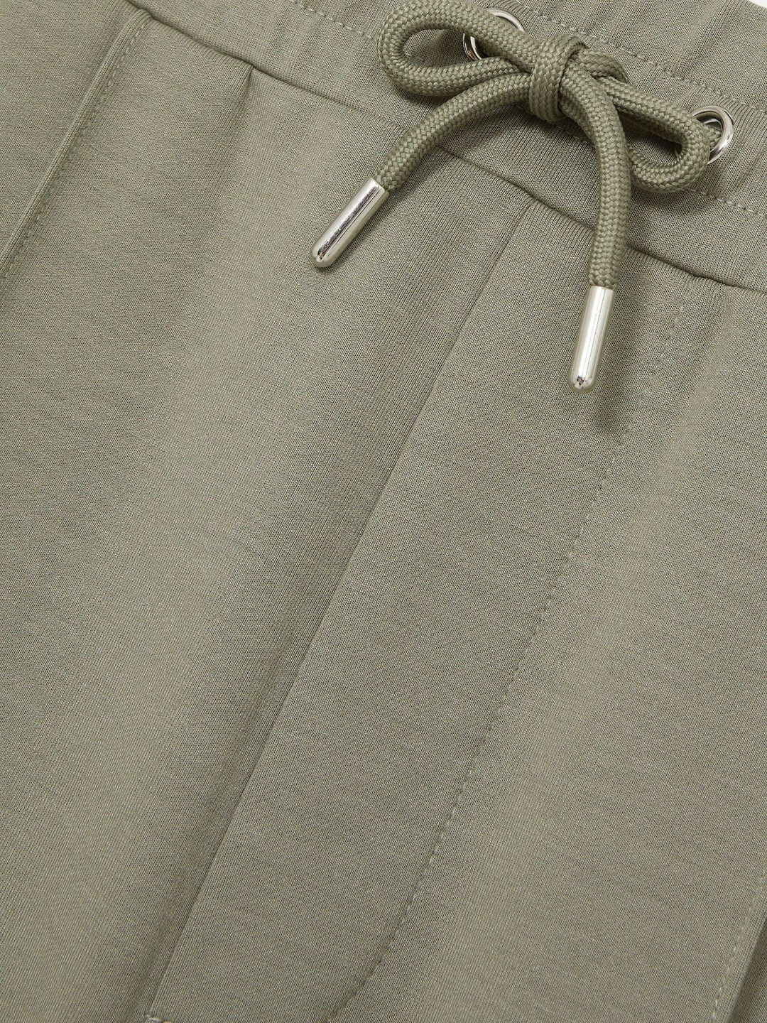 Men Drawstring Jersey Joggers in Sage