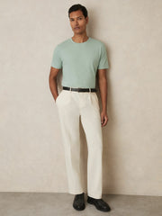 Men Cotton Crew Neck T-Shirt in Mint Green