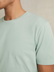 Men Cotton Crew Neck T-Shirt in Mint Green