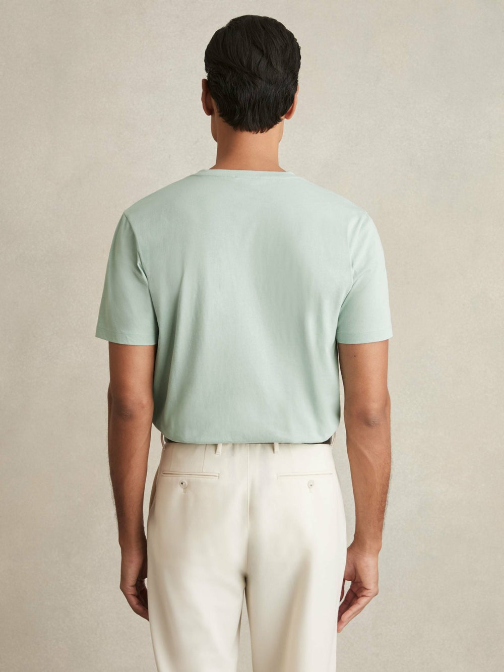 Men Cotton Crew Neck T-Shirt in Mint Green