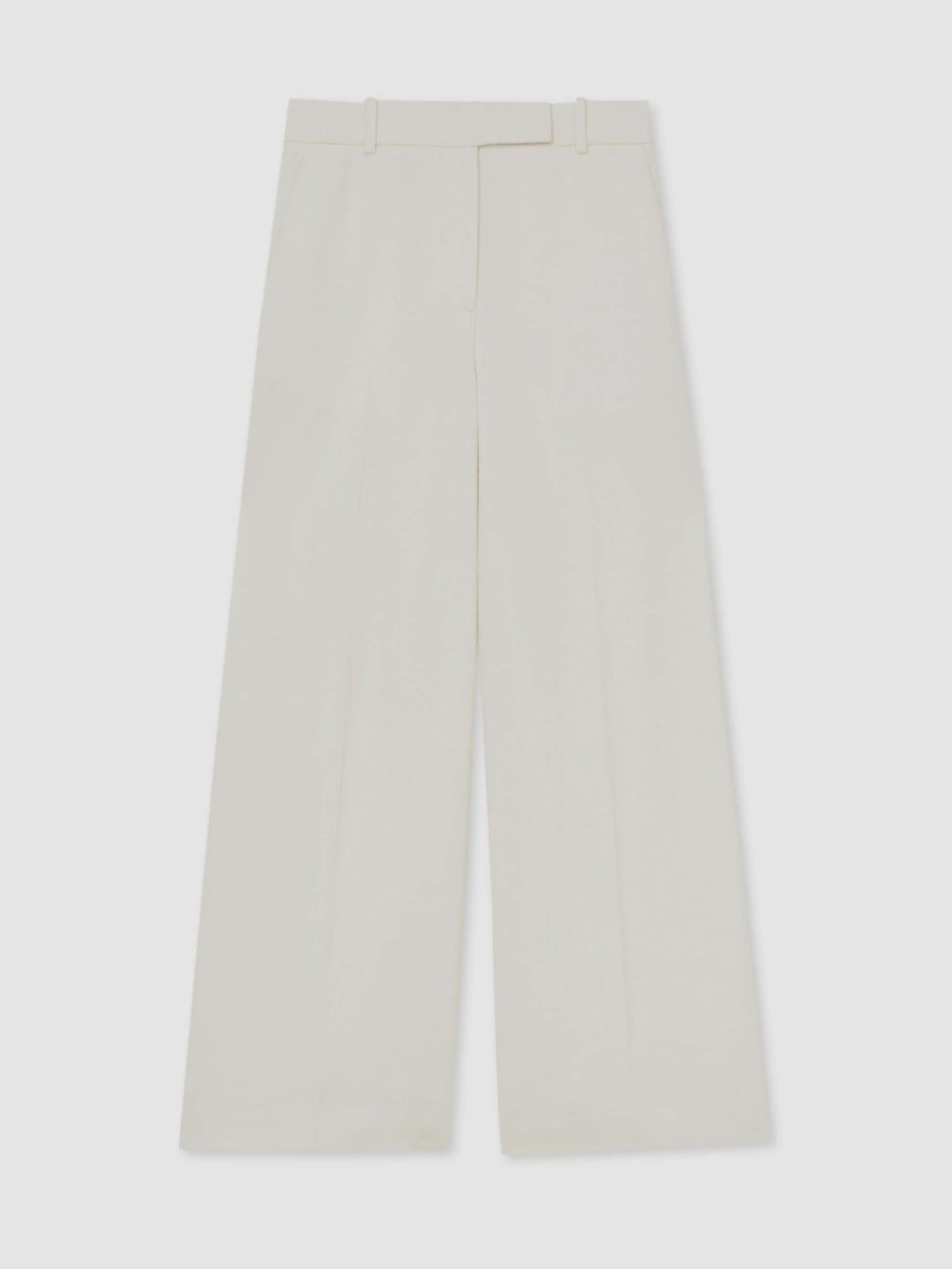 Women Petite Linen-Blend Wide-Leg Trousers in White