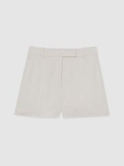 Women Linen-Blend Tailored Shorts in White