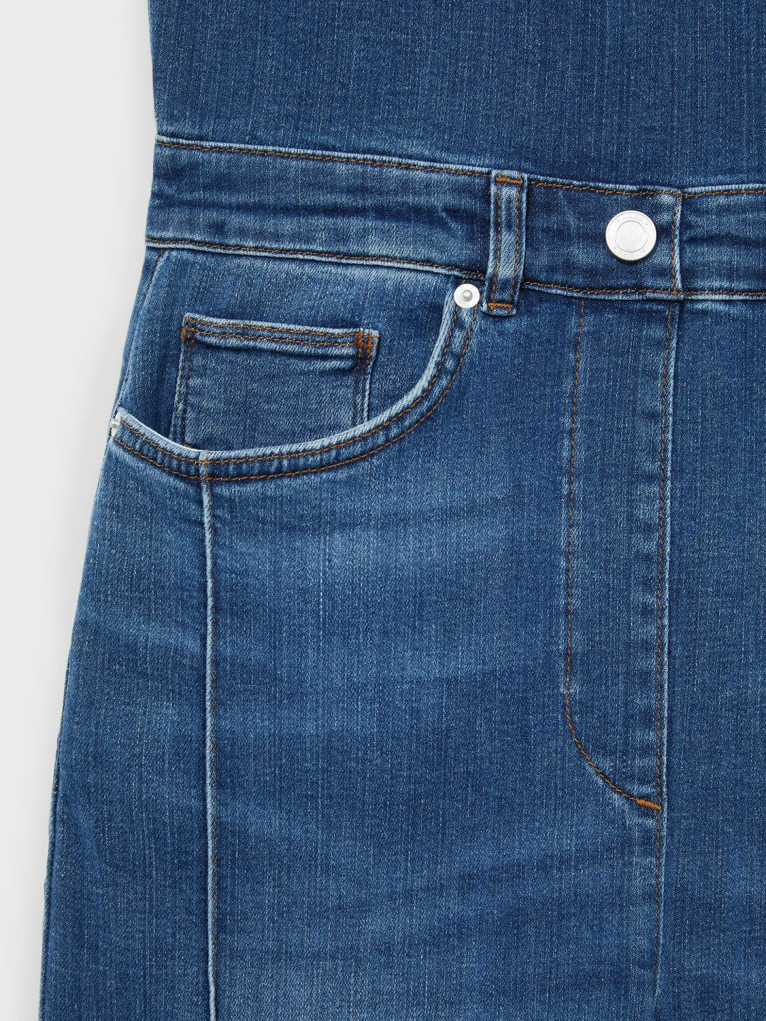 Women Wide-Leg Racer-Back Denim Jumpsuit in Indigo