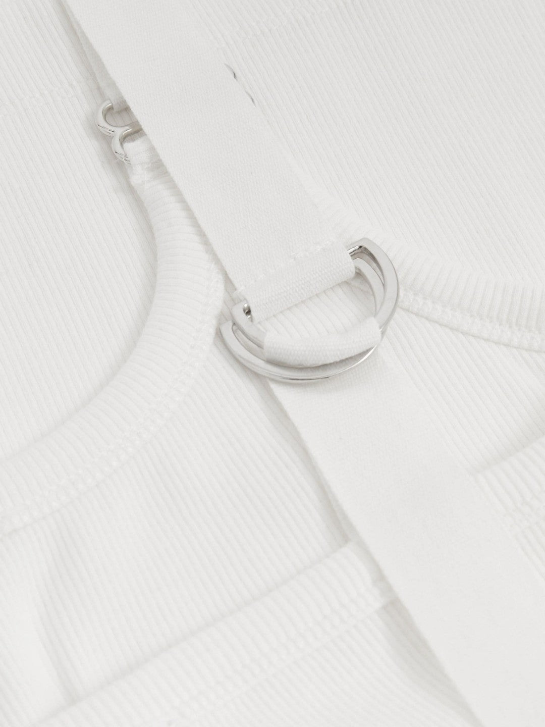 Women Stretch-Cotton D-Ring Strap Vest in White