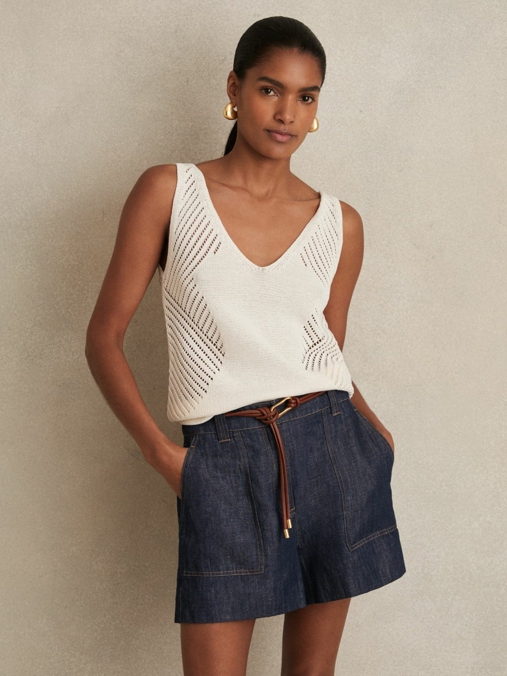 Women Linen Shorts in Indigo