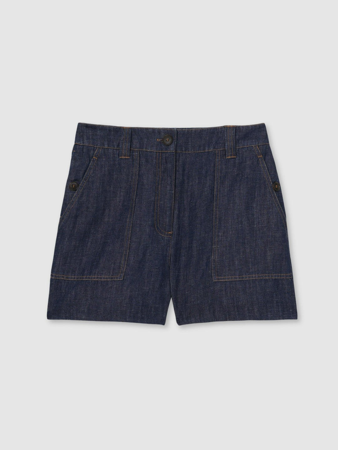 Women Linen Shorts in Indigo