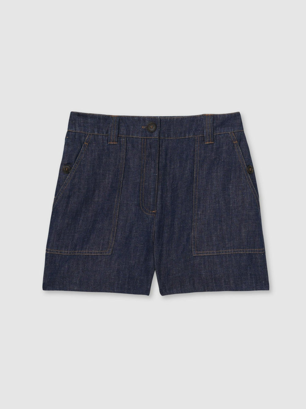 Women Linen Shorts in Indigo