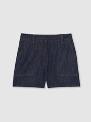 Women Linen Shorts in Indigo