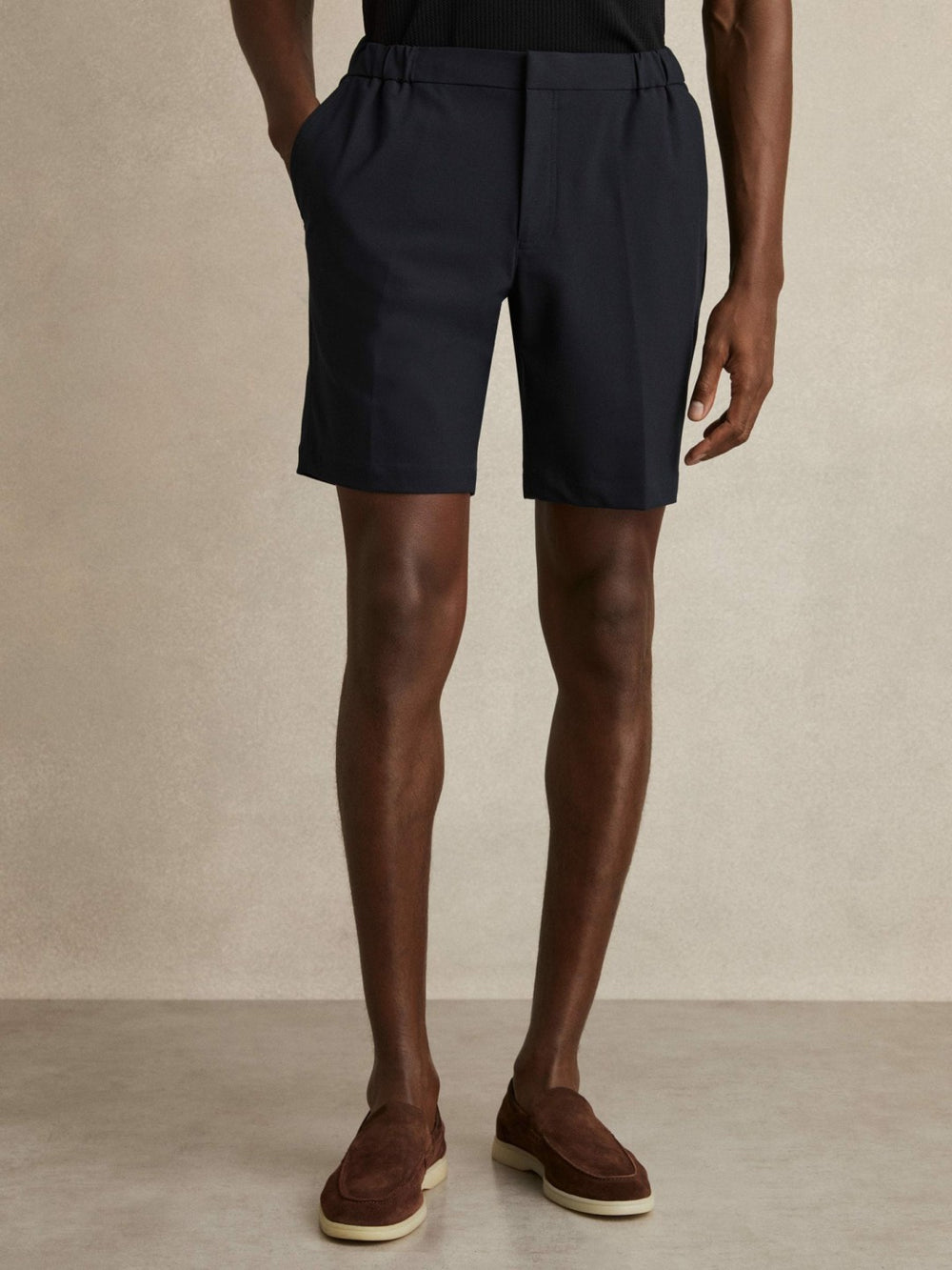 Men Drawstring Chino Shorts in Navy
