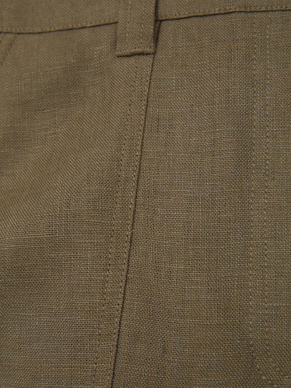 Women Petite Linen Wide Leg Trousers in Khaki