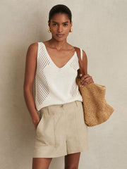 Women Linen Shorts in Neutral