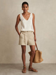 Women Linen Shorts in Neutral
