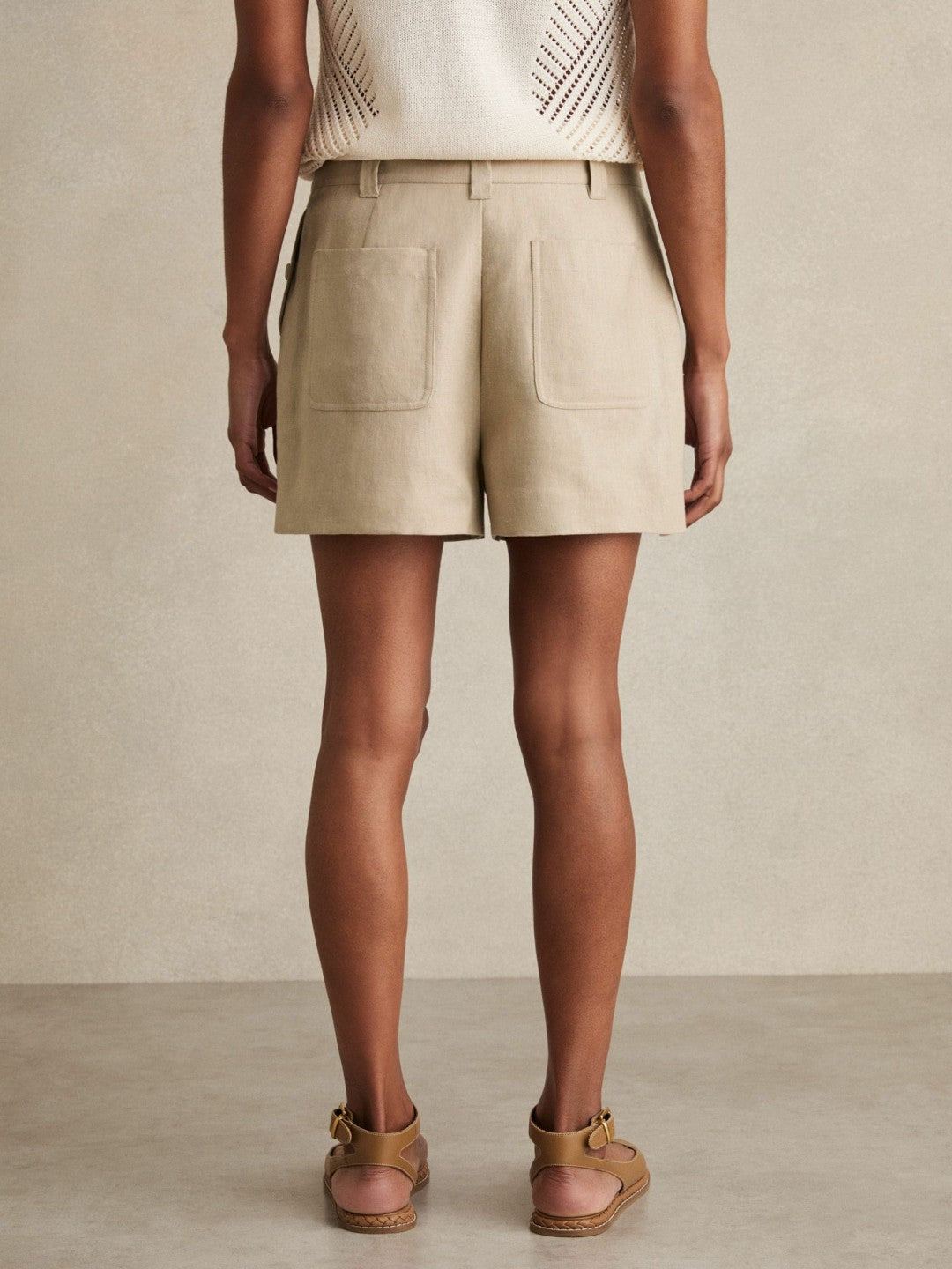 Women Linen Shorts in Neutral