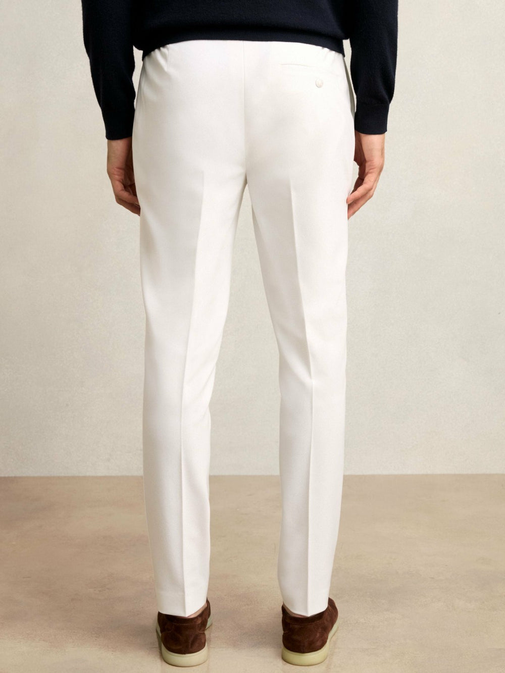 Men Slim-Fit Internal-Drawstring Trousers in White