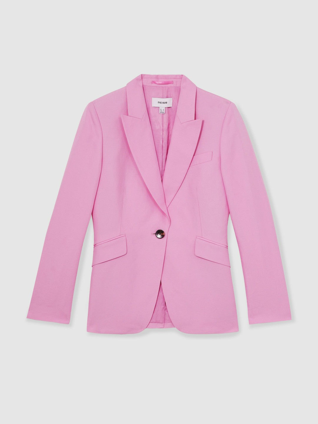 Women Single Breasted Suit Jacket With Linen in Pink