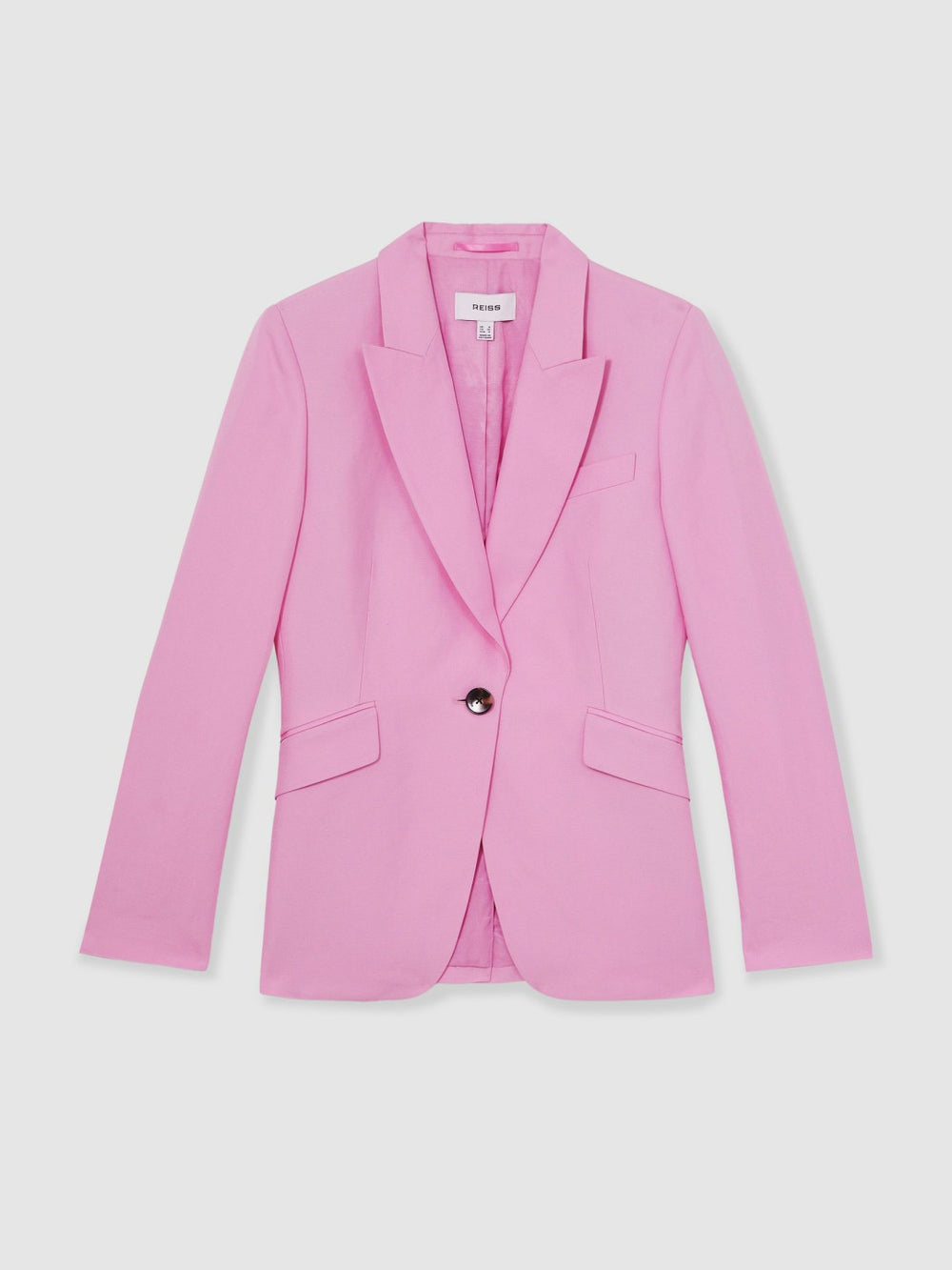 Women Single Breasted Suit Jacket With Linen in Pink