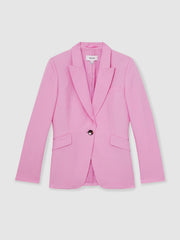 Women Single Breasted Suit Jacket With Linen in Pink