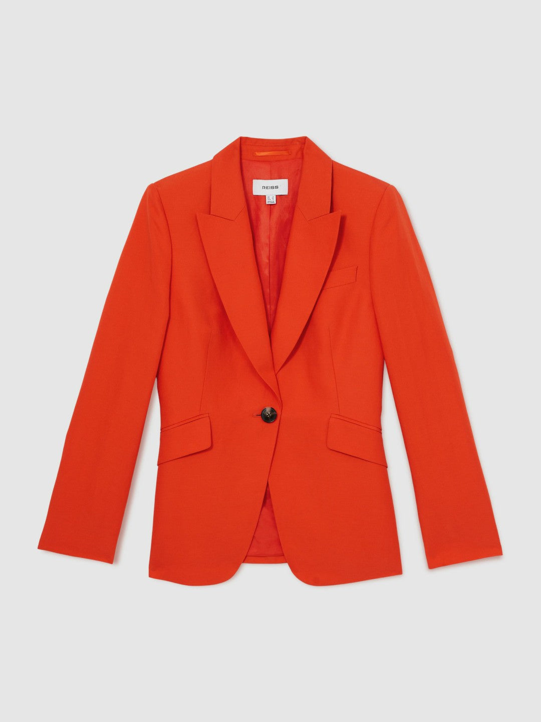 Women Single Breasted Suit Jacket With Linen in Orange
