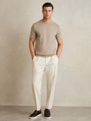 Men Interlock Jersey Crew Neck T-Shirt in Taupe Brown