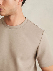 Men Interlock Jersey Crew Neck T-Shirt in Taupe Brown